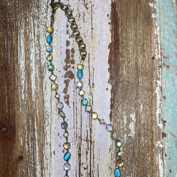 VTG Sorrelli Necklace Turquoise, Gold, Yellow, AB & White Swarovski Crystals - Picture 4 of 9